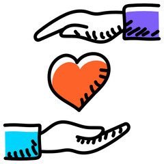 
Heart care in doodle editable icon, medical insurance 
