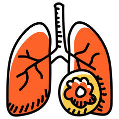 
Lungs disease, pneumonia hand drawn icon 
