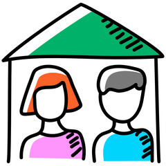 
Home quarantine doodle editable icon, separateness 
