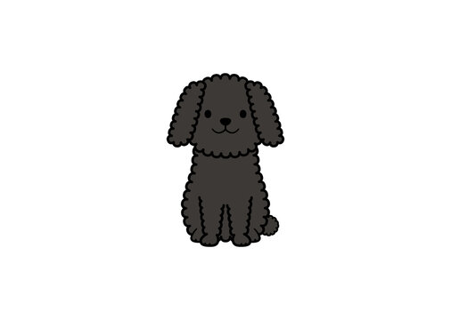 正面を向いて座るもふもふ犬のイラスト（カラー3）
