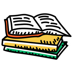 Naklejka premium Hand drawn icon of books reading, editable vector 