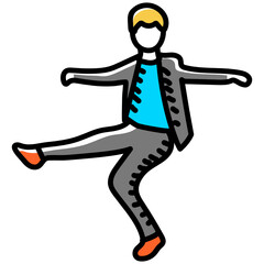 
Dancing in hand drawn icon, a person enjoying 
