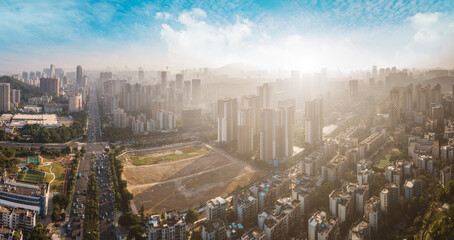 Aerial photography Zhuhai city architecture landscape skyline