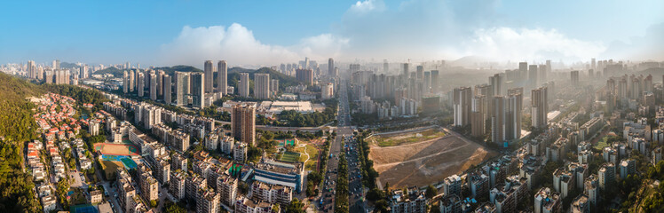 Fototapeta na wymiar Aerial photography Zhuhai city architecture landscape skyline