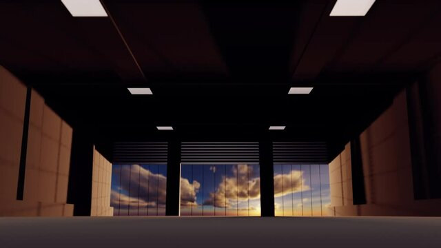 Warehouse interier concept Industrial hall with lots of space and big emptiness in it 3D rendering