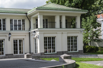 Presidential palace yard. Presidential palace - official office and eventual official residence of President of Lithuania in Vilnius. Vilnius, Lithuania.