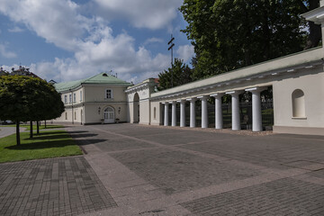 Fototapeta premium Presidential palace yard. Presidential palace - official office and eventual official residence of President of Lithuania in Vilnius. Vilnius, Lithuania.