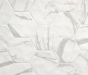 hexagon white marble wall