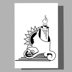 black white abstract candle illustration line art vector eps