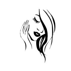 Line art face hair style lady ilustration vector eps.