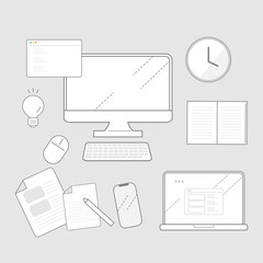 仕事・パソコン・ビジネスのアイコン/ベクター素材