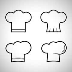 Chef hat icon set isolated on gray background. Chef hat icons for symbol, label, logo, menu and web site. Chef hat, vector illustration