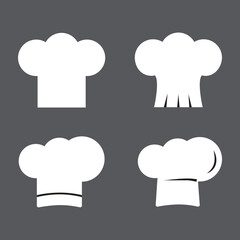 Chef hat icon set isolated on gray background. Chef hat icons for symbol, label, logo, menu and web site. Chef hat, vector illustration