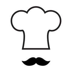 Chef hat mustache icon isolated on white background. Chef hat mustache icon for symbol, label, logo, menu and web site. Chef hat mustache, vector illustration