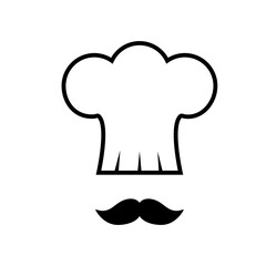 Chef hat mustache icon isolated on white background. Chef hat mustache icon for symbol, label, logo, menu and web site. Chef hat mustache, vector illustration