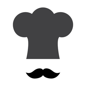 Chef hat mustache icon isolated on white background. Chef hat mustache icon for symbol, label, logo, menu and web site. Chef hat mustache, vector illustration