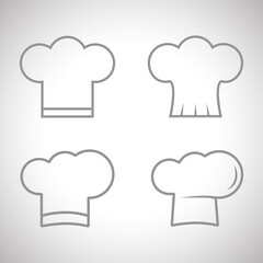 Chef hat icon set isolated on gray background. Chef hat icons for symbol, label, logo, menu and web site. Chef hat, vector illustration