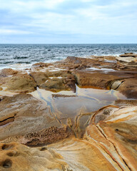 Rocks and Wave Crush at Cronulla Beach, Sydney Australia