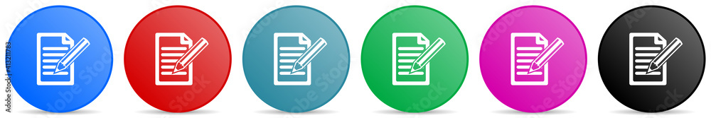 Aufkleber Subscribe vector icons, set of circle gradient buttons in 6 colors options for webdesign and mobile applications