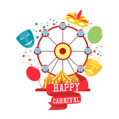happy carnival festive concept isolated on white background. vector illustration