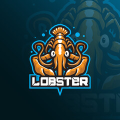 lobster mascot logo design vector with modern illustration concept style for badge, emblem and t shirt printing. lobster illustration for food logo.