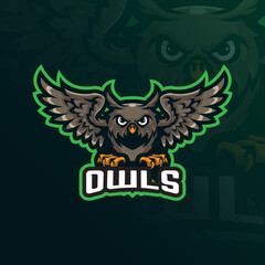 owl mascot logo design vector with modern illustration concept style for badge, emblem and t shirt printing. owl illustration for sport team.