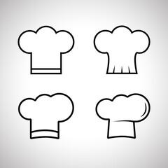 Chef hat icon set isolated on gray background. Chef hat icons for symbol, label, logo, menu and web site. Chef hat, vector illustration