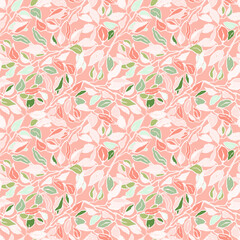 Fototapeta premium Seamless colorful pattern with foliage and plants