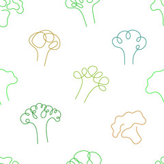One line art style broccoli. Abstract creative food in minimalism design. Hand drawn vector illustration. 