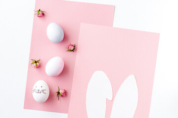 Easter concept on white background top view mockup