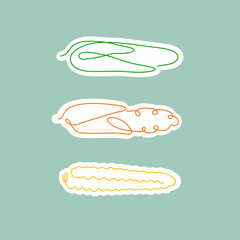 Sticker one line art style corn. Abstract creative food in minimalism design. Hand drawn vector illustration. 