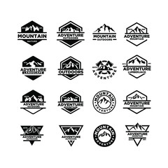 Mountain adventure outdoor badge logo icon design