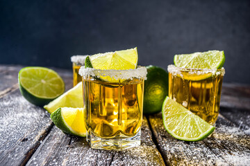 Golden tequila shots