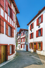 Street in  Espelette, Pyrenees-Atlantiques, France