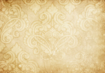 Old paper background with vintage ornament.