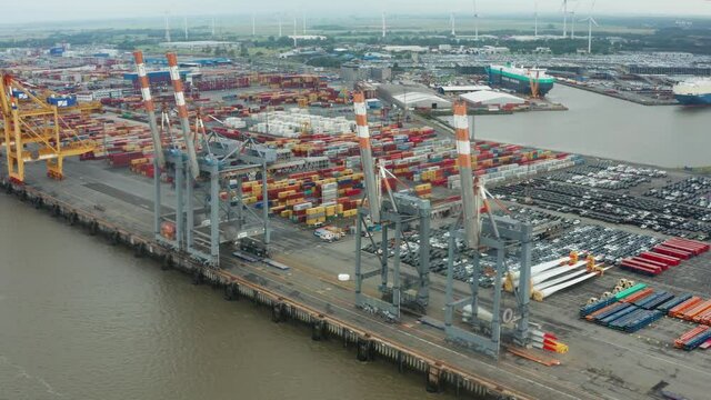 Aerial view of port of Bremerhaven in Germany