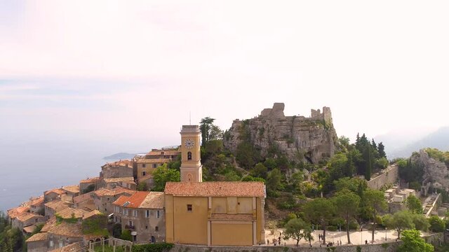 Aerial view of the commune of &Egrave;ze in the south of France.