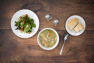 Chicken and Barley Soup and Salad