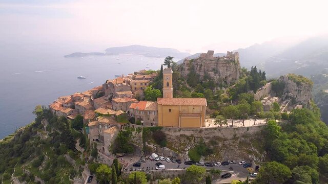 Aerial view of the commune of &Egrave;ze in the south of France.