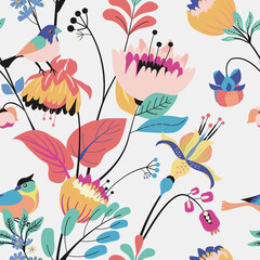 Seamless floral textile pattern.