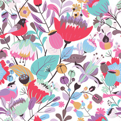 Obraz premium Seamless floral textile pattern.