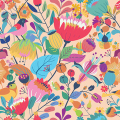 Seamless floral textile pattern.