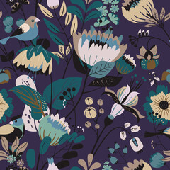 Seamless floral textile pattern.