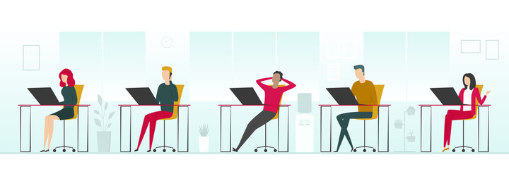 Open space office. Vector illustration.