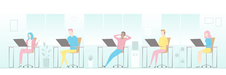 Open plan office. Vector illustration.