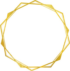 ゴールドの七角形を2個重ねたフレーム　ベクター素材
