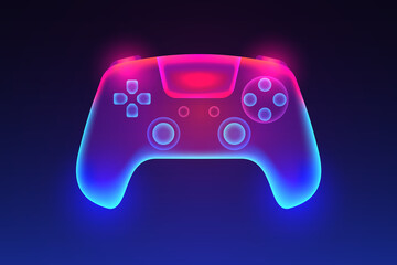 Neon glowing gamepad. Vector illustration © andrush