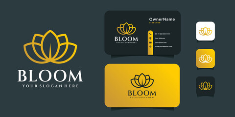 Inspirational monogram lotus logo design with business card template