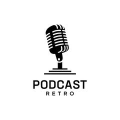Retro podcast usable logo template - obrazy, fototapety, plakaty