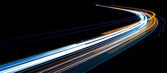 lights of cars with night. long exposure